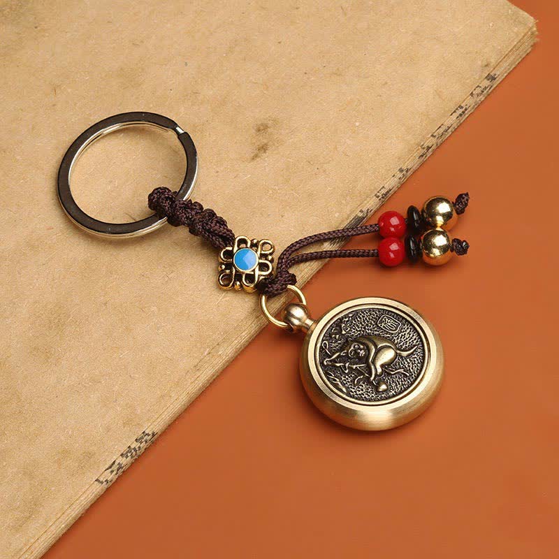 Buddha Stones 12 Chinese Zodiac Blessing Wealth Fortune Keychain