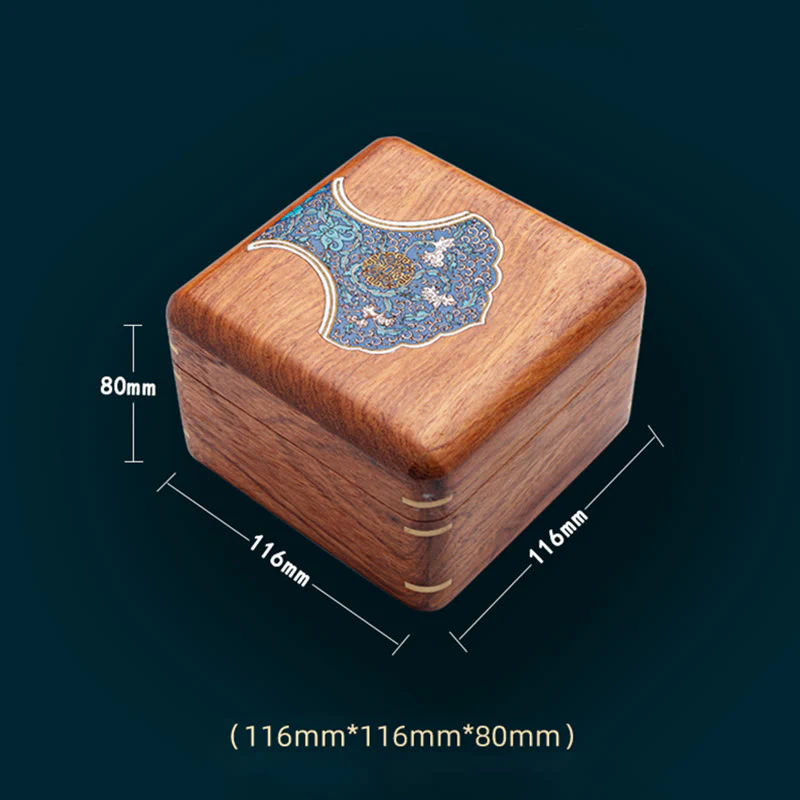 Buddha Stones Antique Flower Leaf Handmade Rosewood Jewelry Storage Box Wooden Gift Organizer Box