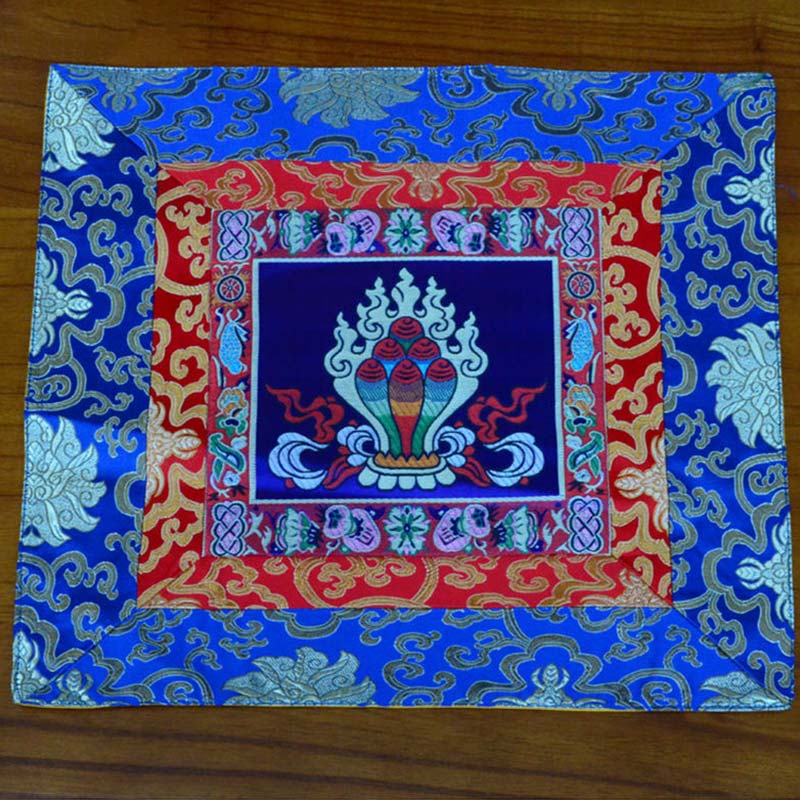 Buddha Stones Prayer Altar Mat Meditation Strength Endless Knot Vajra Man-Bcu Kalachakra Auspicious Symbols