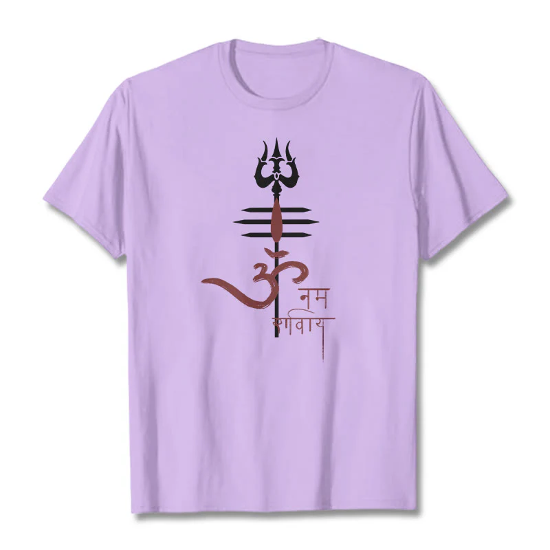 Buddha Stones OM NAMAH SHIVAYA Trident Cotton Tee T-shirt
