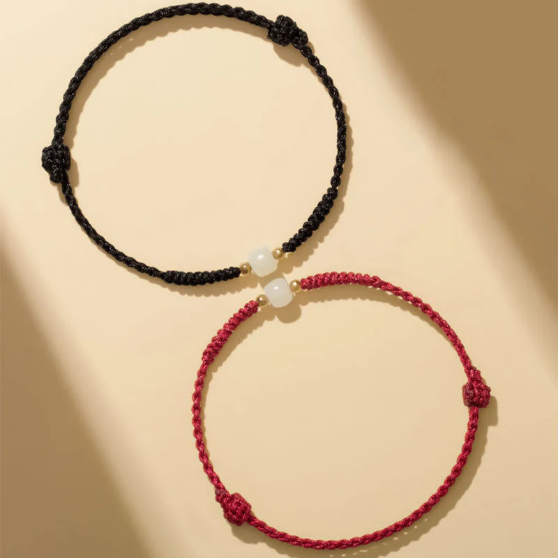 Buddha Stones Handcrafted Jade Lucky Bead Abundance Braided Bracelet