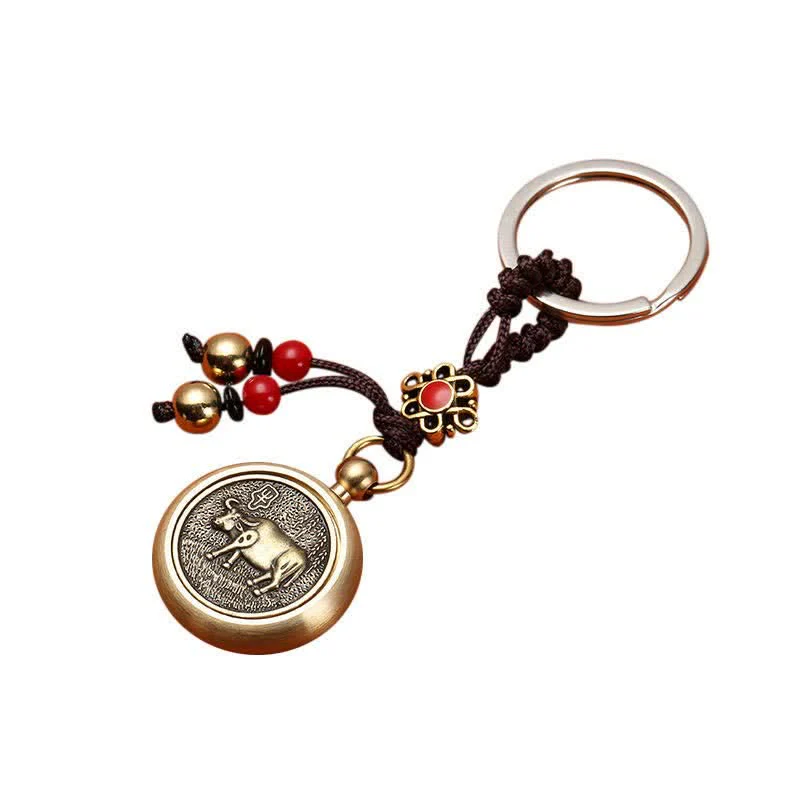 Buddha Stones 12 Chinese Zodiac Blessing Wealth Fortune Keychain