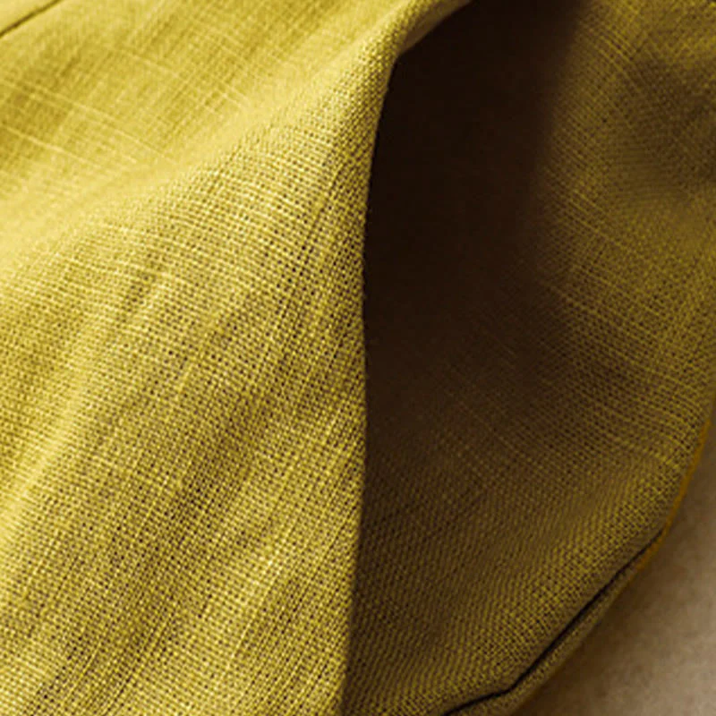 Buddha Stones Summer Casual Simple Design Linen Women's Wide Leg Pants With Zipper Pockets