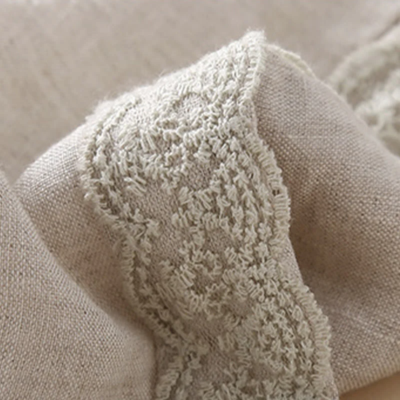 Buddha Stones Plain Lace Women's Harem Cotton Linen Pants With Pockets