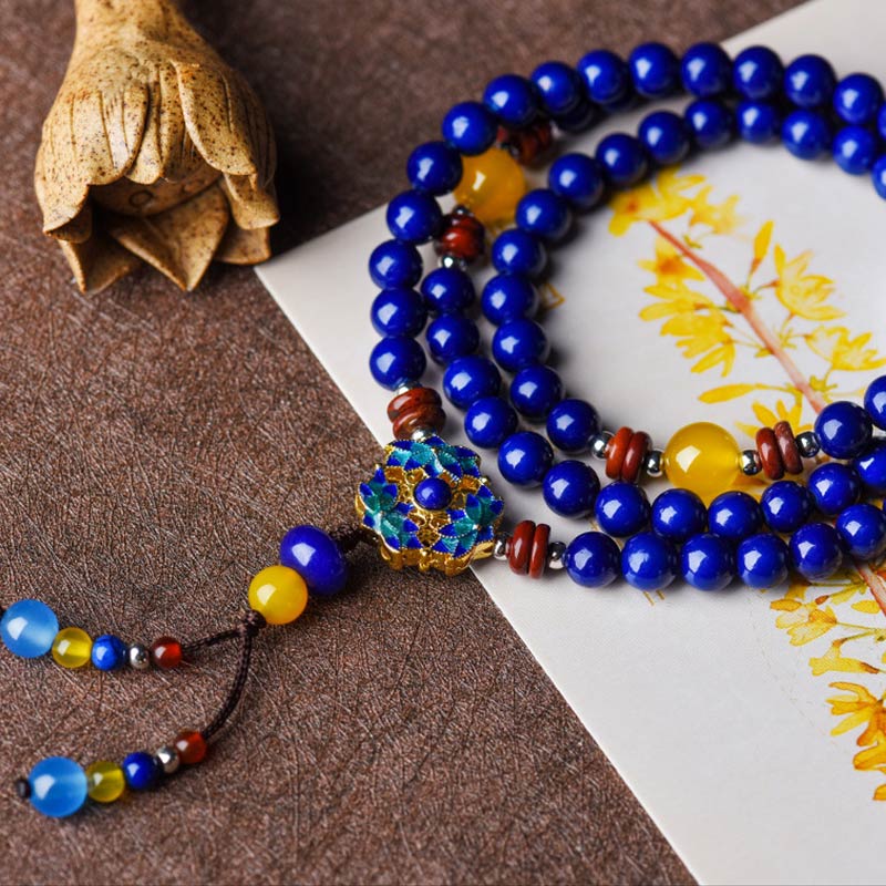 Buddha Stones Lazurite Yellow Agate Positive Bracelet