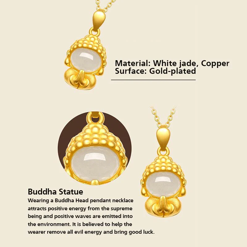 Buddha Stones White Jade Buddha Success Pendant Necklace