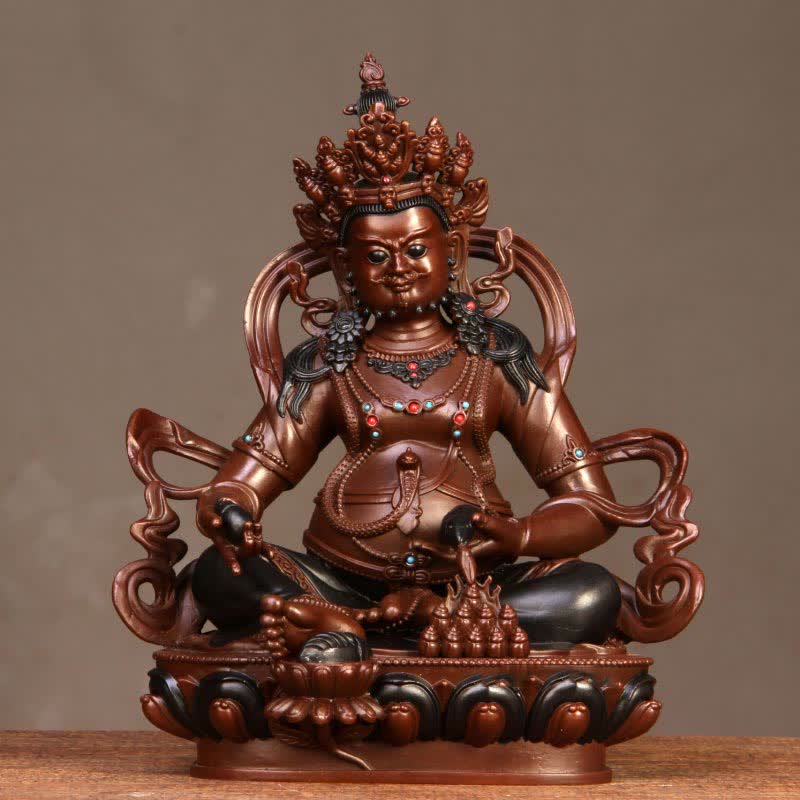 Buddha Stones Yellow Jambhala Bodhisattva Figurine Compassion Copper Statue Home Office Decoration