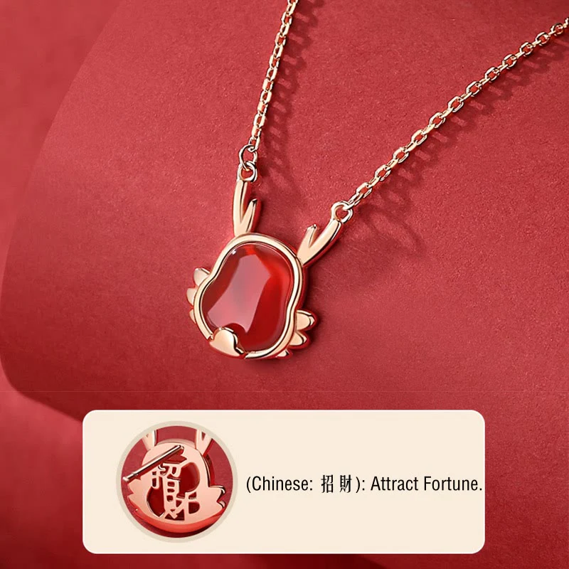 ❗❗❗A Flash Sale- Buddha Stones 925 Sterling Silver Year of the Dragon Natural Red Agate Dragon Attract Fortune Fu Character Strength Bracelet Necklace Pendant Earrings