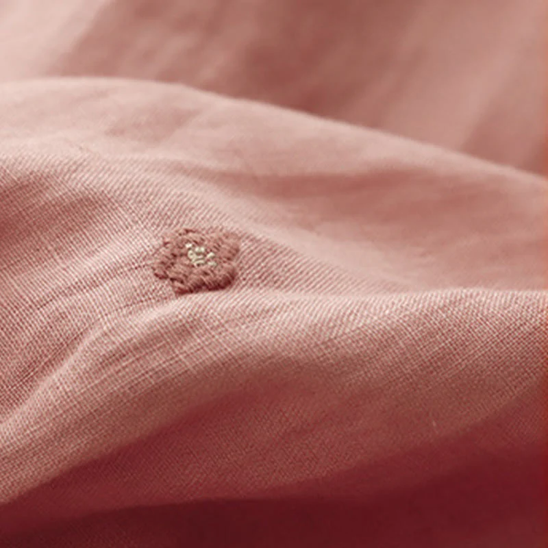 Buddha Stones Casual Embroidered Petals Women's Cotton Linen 7-8 Length Harem Pants With Pockets