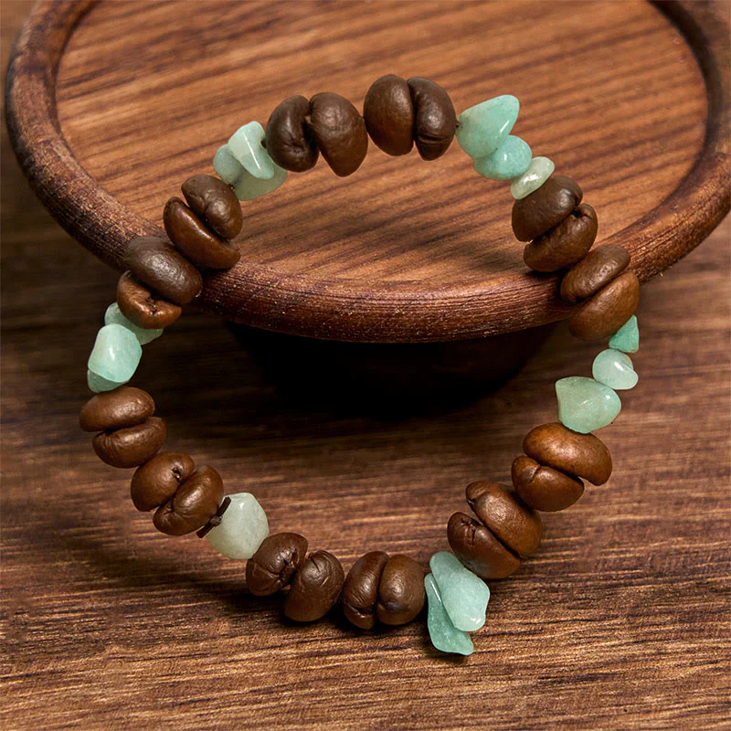 Buddha Stones Handmade Natural Coffee Beans Amethyst Citrine Amazonite Irregular Crystal Bracelet