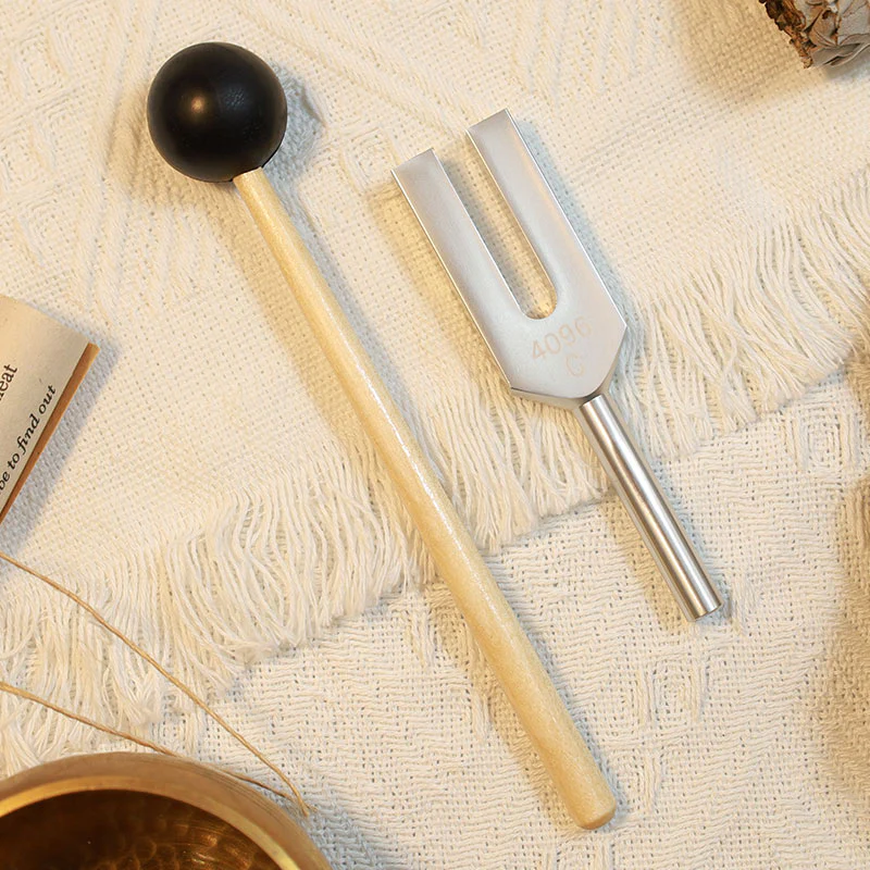 Buddha Stones Tuning Fork 4096HZ Aluminum Alloy Crystal Tuning Fork with Hammer for Chakra Healing