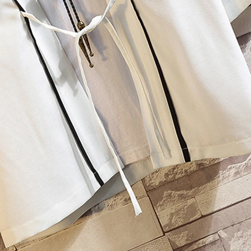 Buddha Stones Embroidery Dragon Phoenix Auspicious Cloud Waves Leaves Cranes Open Front Jacket Men's Kimono