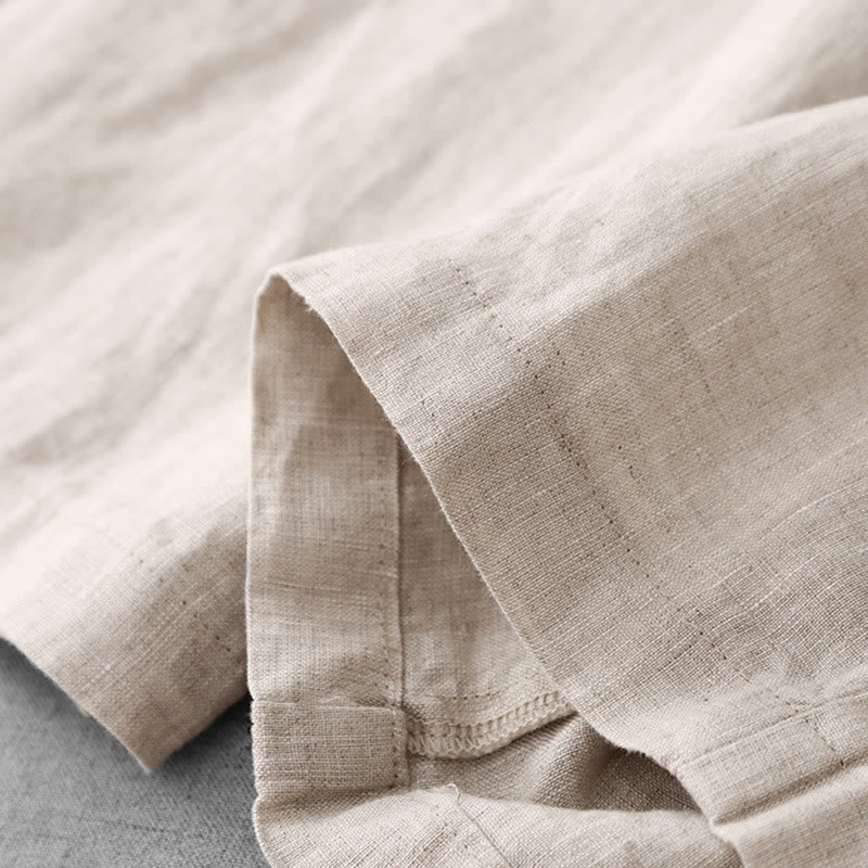 Buddha Stones Casual High Waist Ruffled Drawstring Design Women's Wide Leg Cotton Pants With Pockets