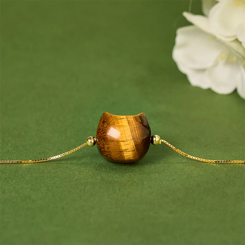 Buddha Stones 925 Sterling Silver Cat Tiger Eye Protection Bracelet