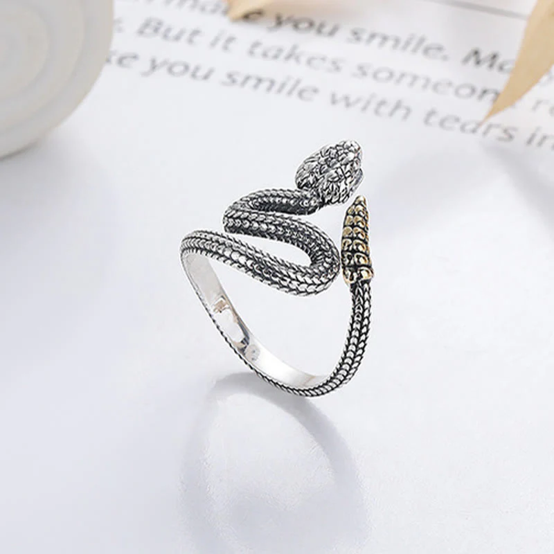 Buddha Stones 925 Sterling Silver Year Of The Snake Calm Balance Adjustable Ring
