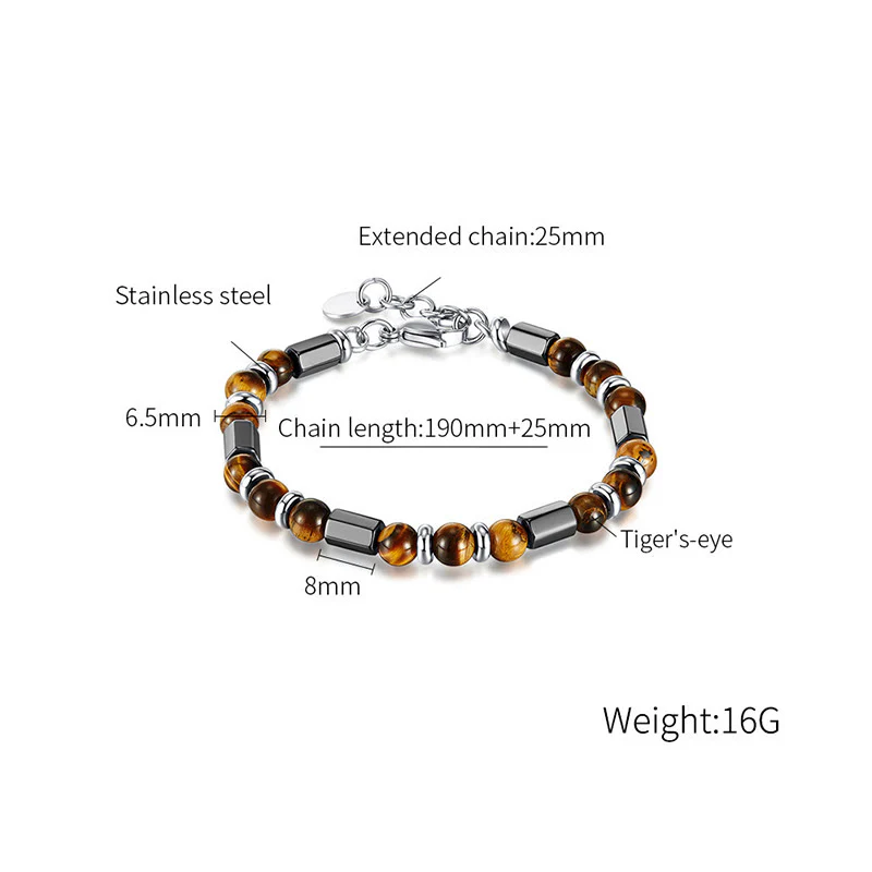 Buddha Stones Tiger Eye Hematite Strength Buckle Chain Bracelet