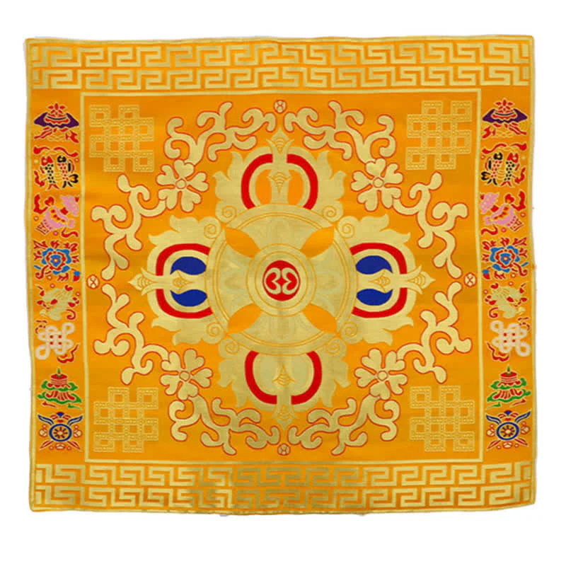 Buddha Stones Flower Endless Knot Prayer Altar Mat Healing Meditation 8 Auspicious Symbols Mat Table Runner