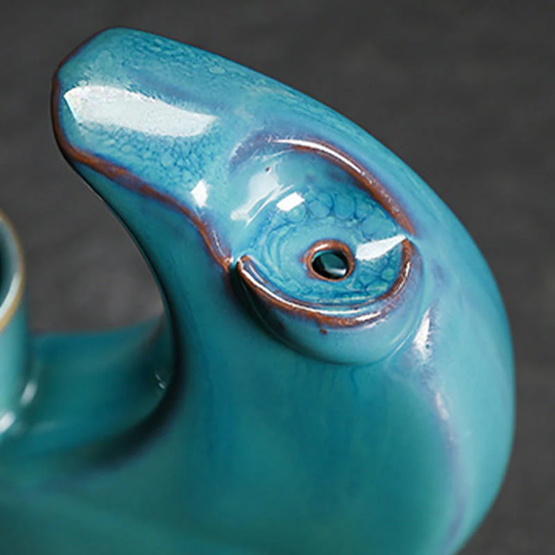 Buddha Stones Blue Crescent Moon Ceramic Backflow Smoke Fountain Meditation Candlestick Incense Burner Decoration