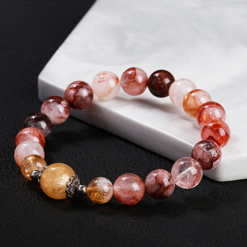 Buddha Stones Natural Red Hematoid Quartz Beads Balance Bracelet