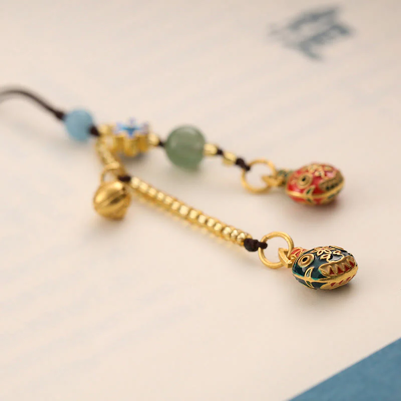 Buddha Stones Gold Swallowing Beast Family Luck Key Chain