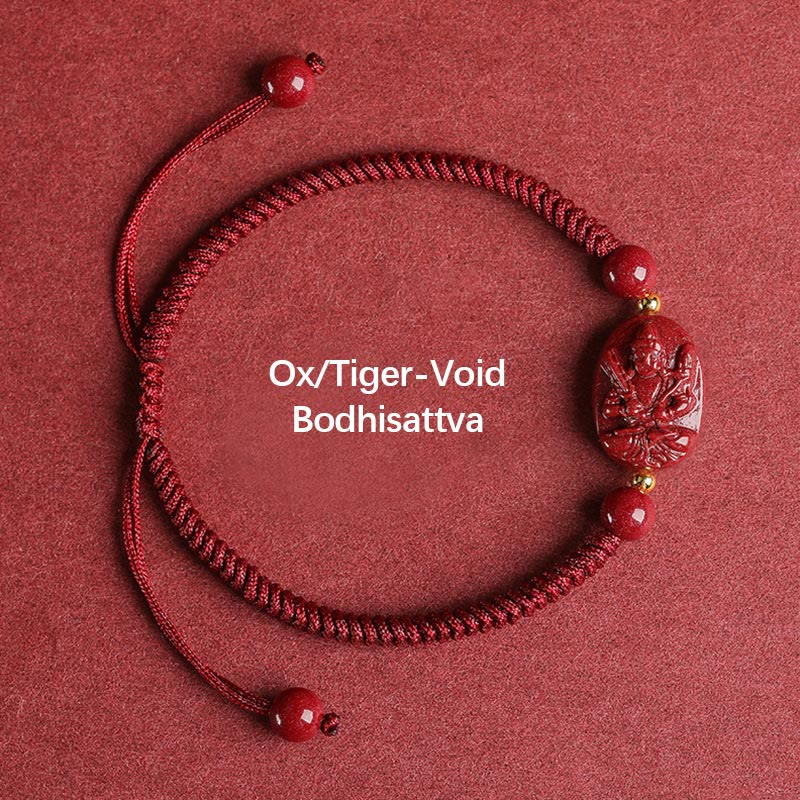 Buddha Stones Chinese Zodiac Natal Buddha Cinnabar Keep Away Evil Spirits Rope Bracelet (Extra 30% Off | USE CODE: FS30)
