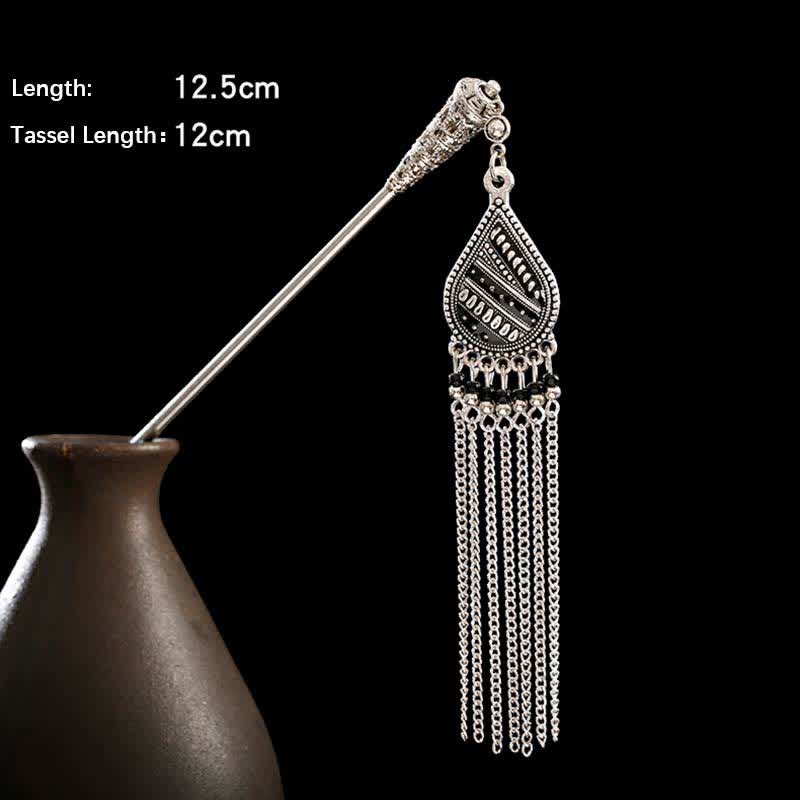 Buddha Stones Water Drop Lily of the Valley Flowers Tassels Confidence Hairpin