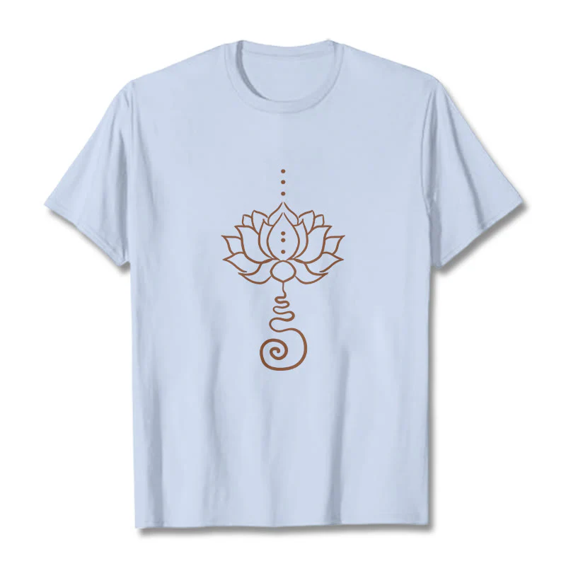 Buddha Stones Casual Lotus Design Cotton Tee T-shirt