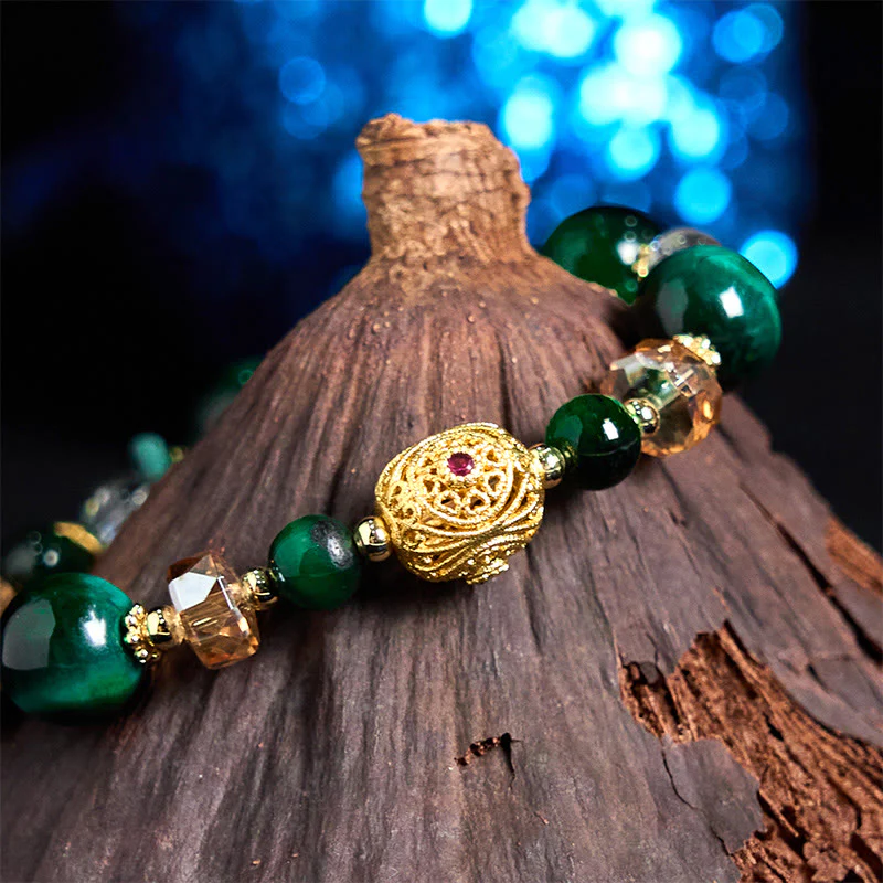 Buddha Stones Natural Red Tiger Eye Green Tiger Eye Beads Weight Balance Bracelet