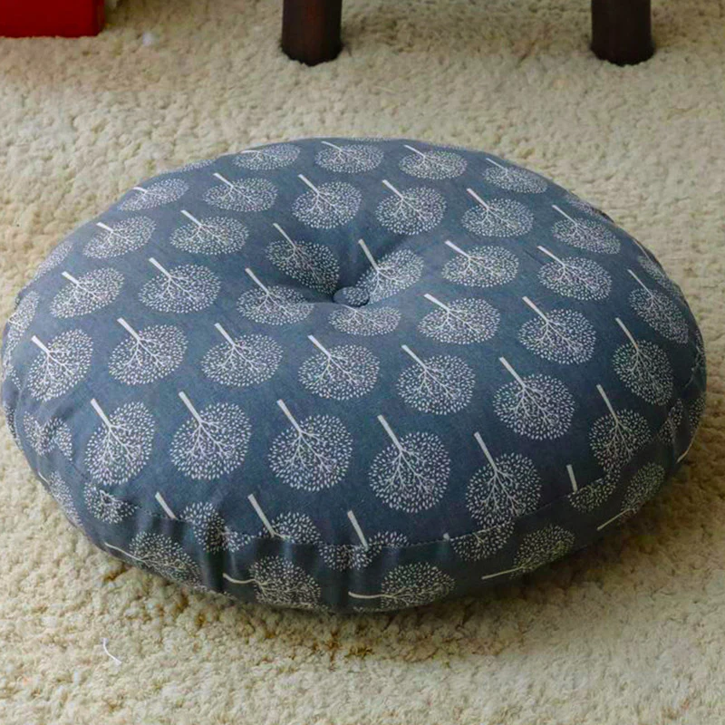 Buddha Stones Lotus Simple Pattern Linen Meditation Seat Cushion Home Living Room Decoration