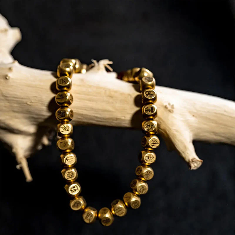 Buddha Stones Copper Brass Lightning Struck Jujube Wood Beads Wealth Bracelet