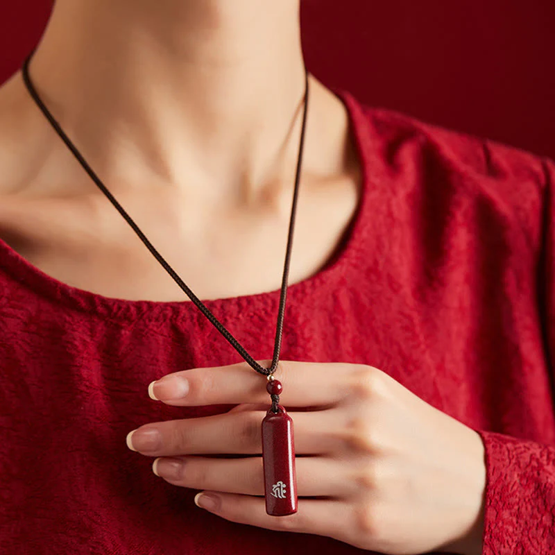 Buddha Stones Chinese Zodiac Natal Buddha Cinnabar Amulet Protection String Necklace Pendant