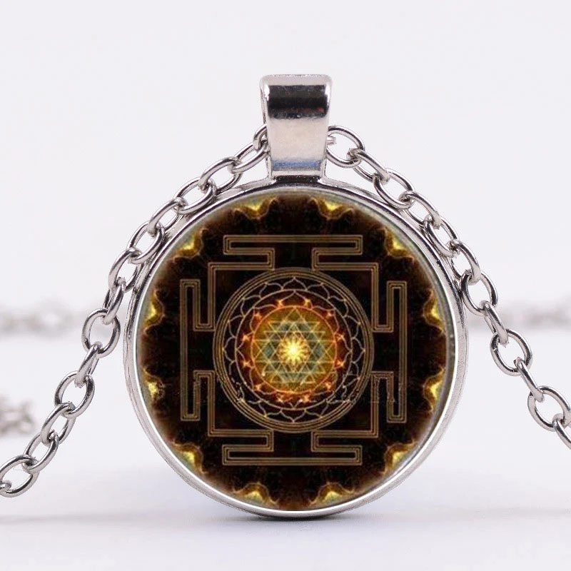 Buddha Stones Sacred Sri Yantra Time Gemstone Necklace