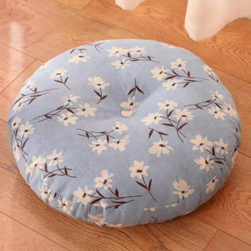 Buddha Stones Lotus Simple Pattern Linen Meditation Seat Cushion Home Living Room Decoration