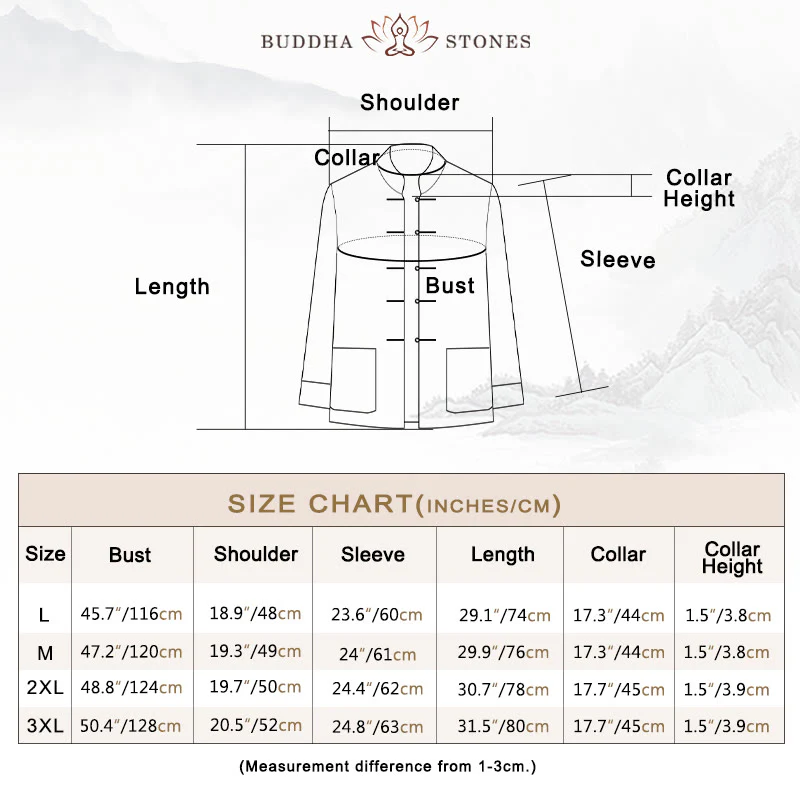 Buddha Stones 2Pcs Men's Tang Suit Koi Fish Pattern Frog-Button Long Sleeve Shirt Pants Set