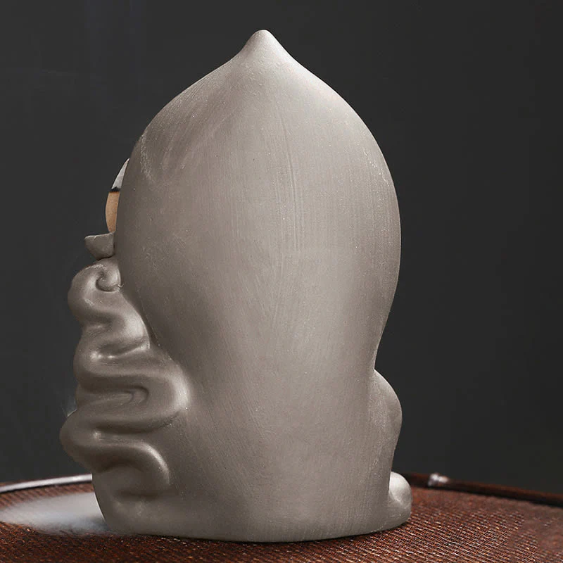 Buddha Stones Tibetan Avalokitesvara Buddha Lotus Healing Backflow Smoke Fountain Incense Burner