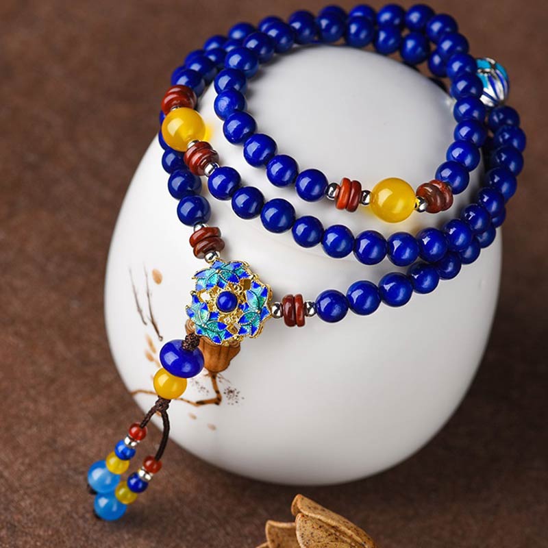 Buddha Stones Lazurite Yellow Agate Positive Bracelet