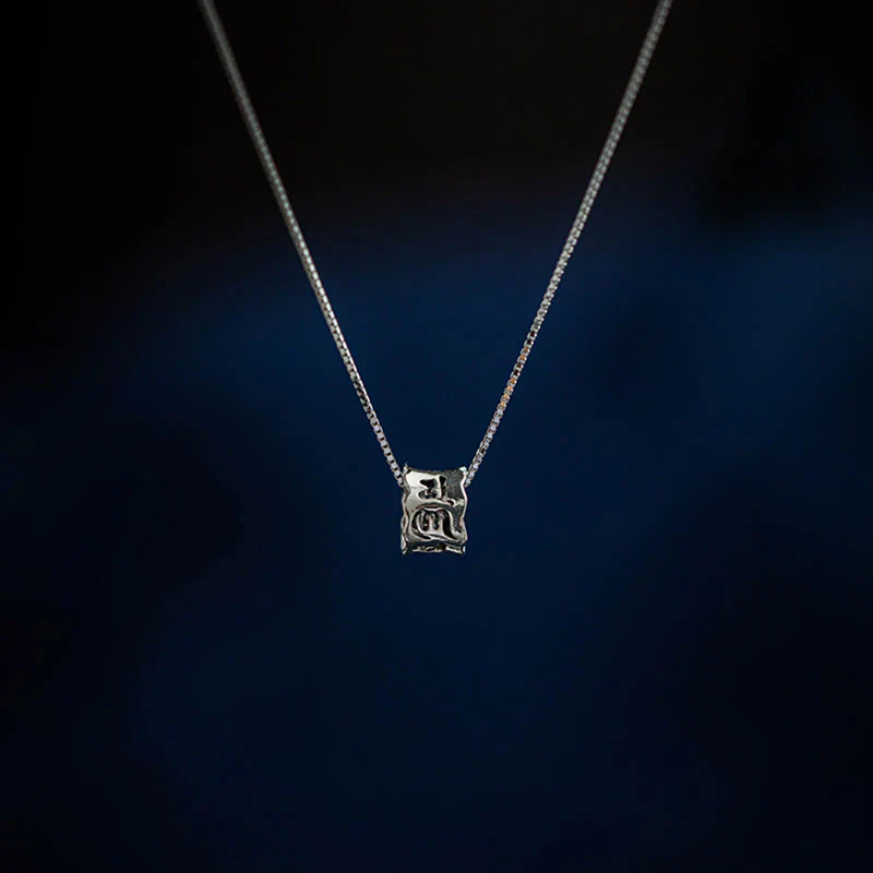 Buddha Stones 925 Sterling Silver Tibetan Om Mani Padme Hum Engraved Love Focus Necklace Pendant