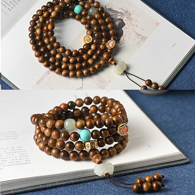 Buddha Stones Tibetan Rosewood Protection Calm Bracelet Mala