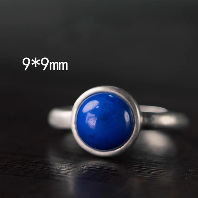 Buddha Stones Natural 925 Sterling Silver Lazurite Turquoise Adjustable Balance Ring