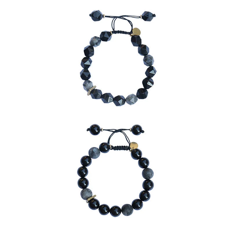 Buddha Stones Black Obsidian Black Glitter Stone Purification Bracelet