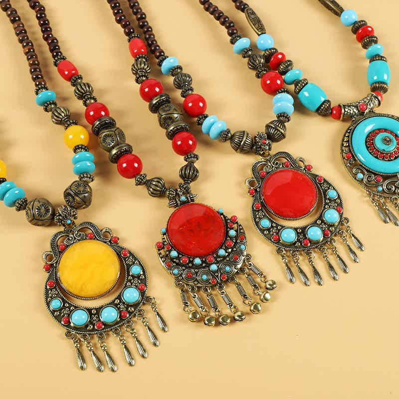 Buddha Stones Tibetan Retro Beads Tassel Hair Decoration Hair Accessories