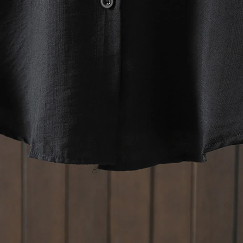 Buddha Stones Plain Buttons Women's Cotton Coat With Pockets