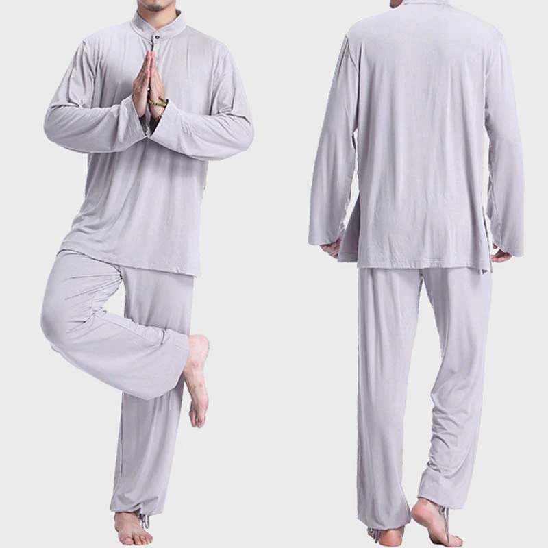 Buddha Stones Meditation Prayer Spiritual Zen Tai Chi Practice Yoga Clothing Men's Set