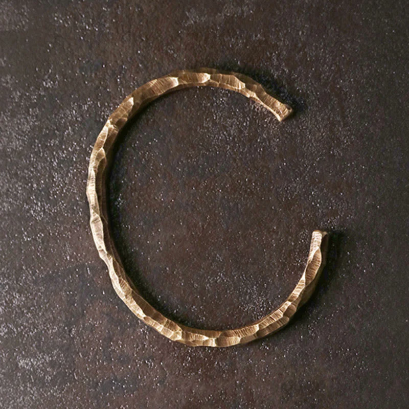 Buddha Stones Tibetan Bump Texture Copper Luck Cuff Bracelet Bangle