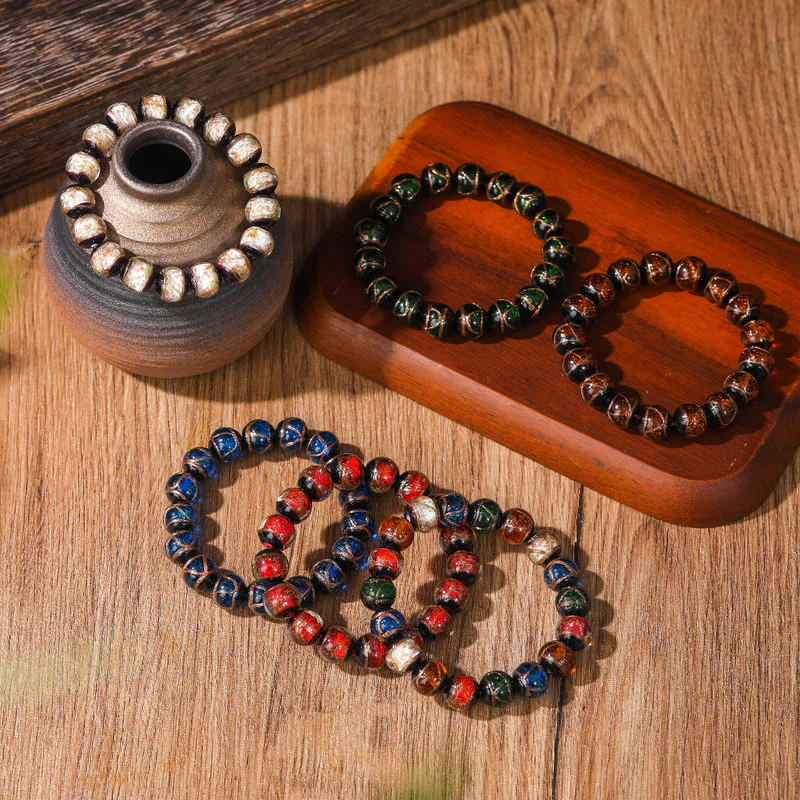 Buddha Stones Tibetan Classic Liuli Glass Bead Luck Wealth Bracelet (Extra 30% Off | USE CODE: FS30)