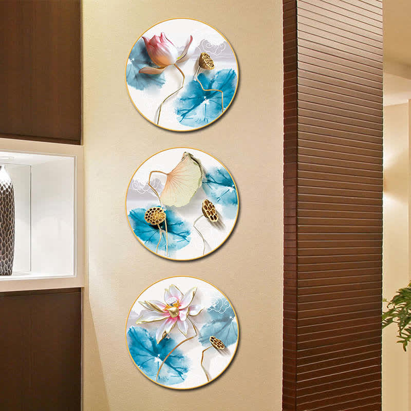 Buddha Stones 3Pcs Lotus Flower Meditation Enlightenment Wall Art Stickers