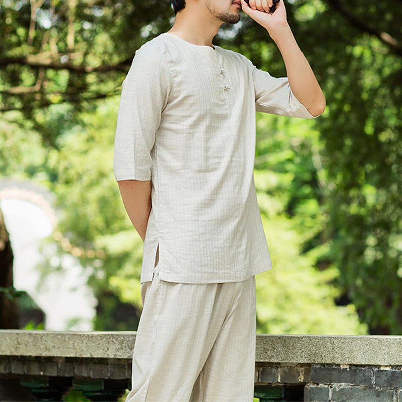 Buddha Stones Meditation Prayer Spiritual Zen Practice Uniform Clothing Men's Set