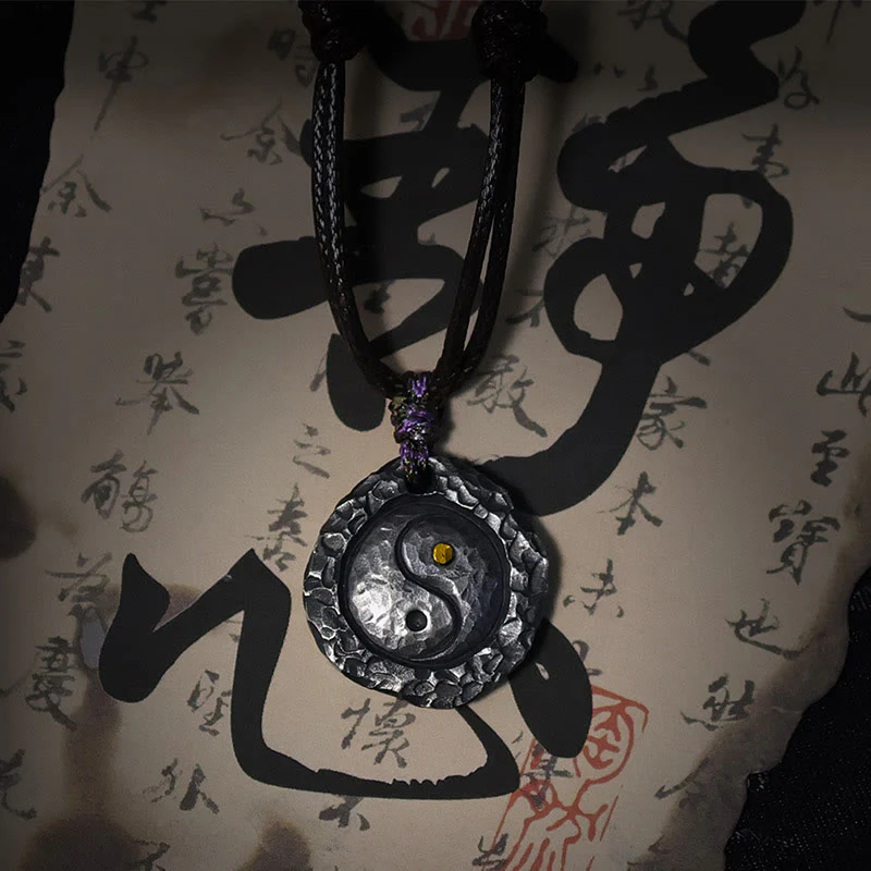 Buddha Stones 999 Sterling Silver Tai Chi Yin Yang Design Harmony Necklace Pendant