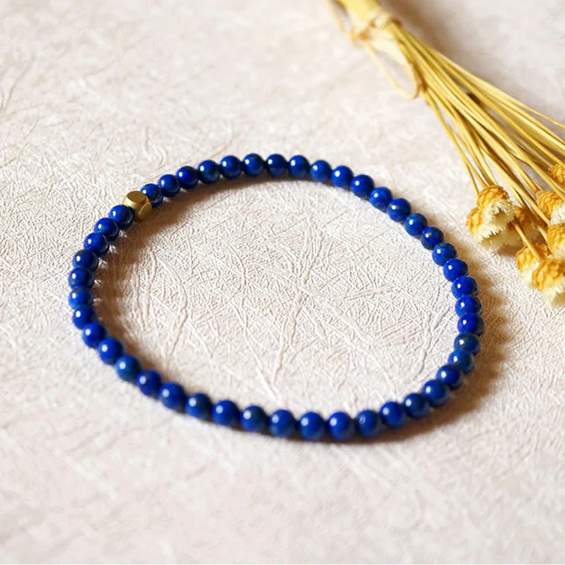Buddha Stones 4mm Ultra-thin Lazurite Beads Self Care Bracelet