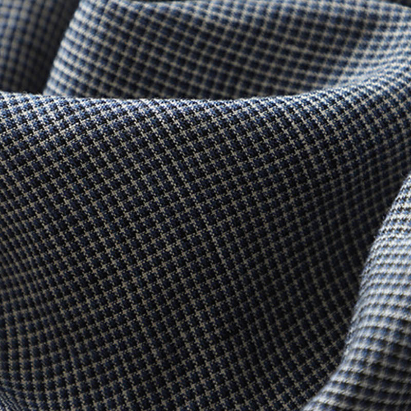 Buddha Stones Commute MidnightBlue Plaid Lace-Up Design Cotton Linen Midi Dress With Pockets